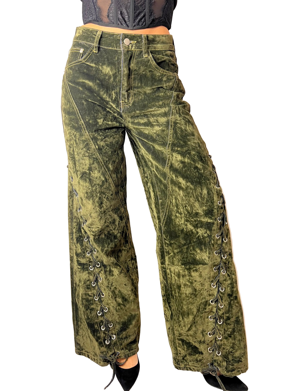 Jeans scamosciato green