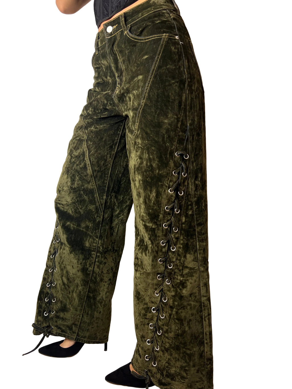 Jeans scamosciato green