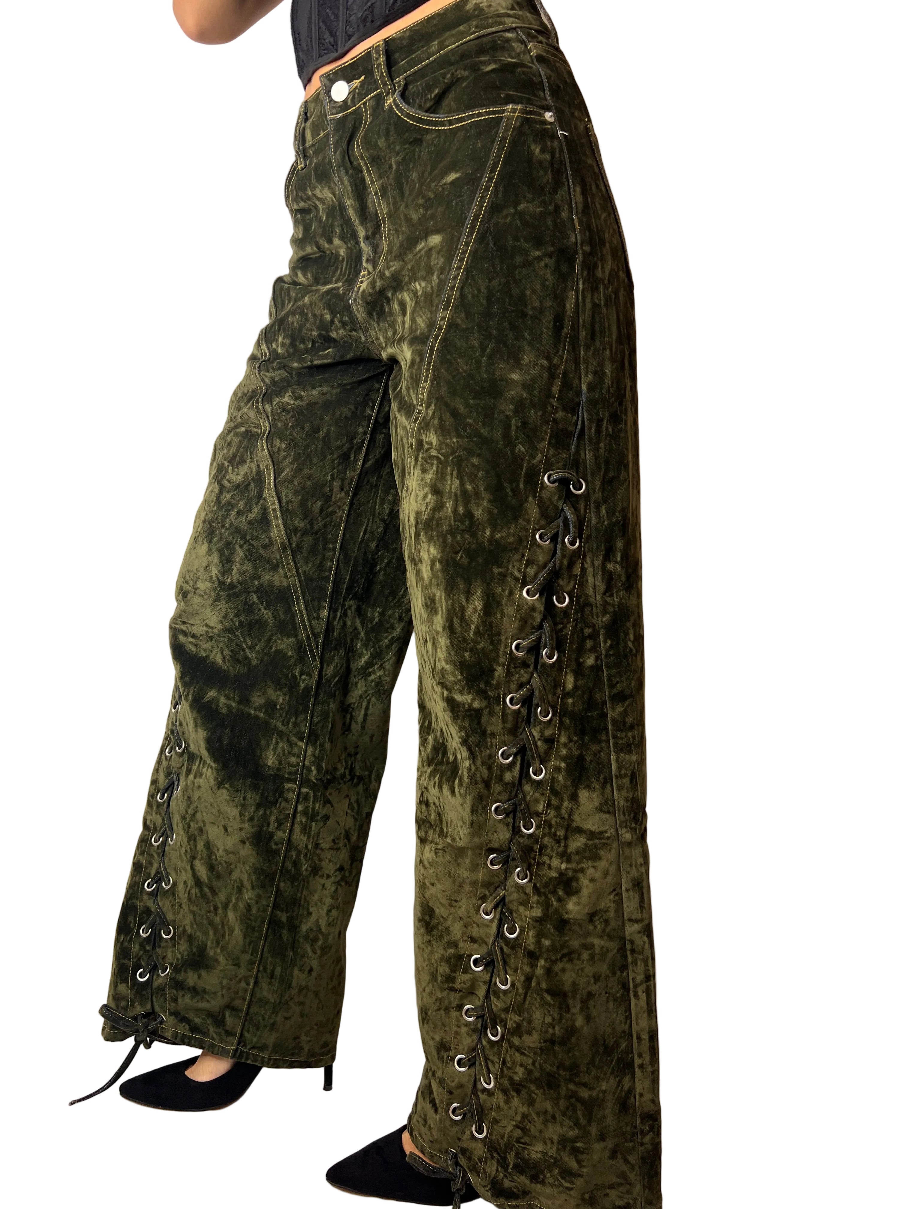 Jeans scamosciato green