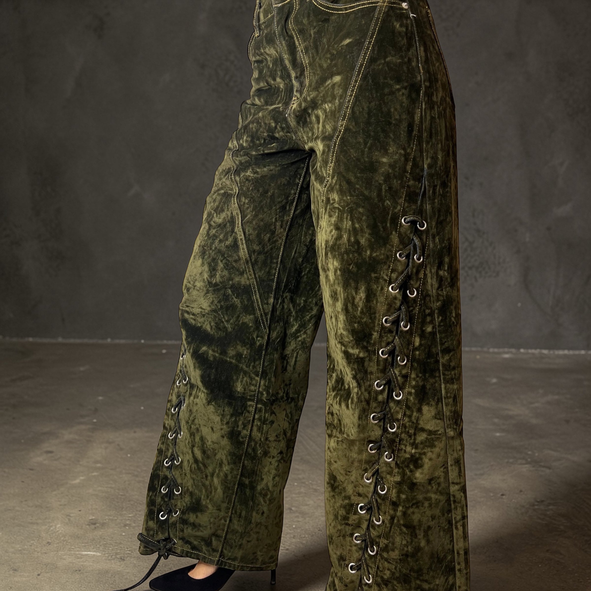 Jeans scamosciato green