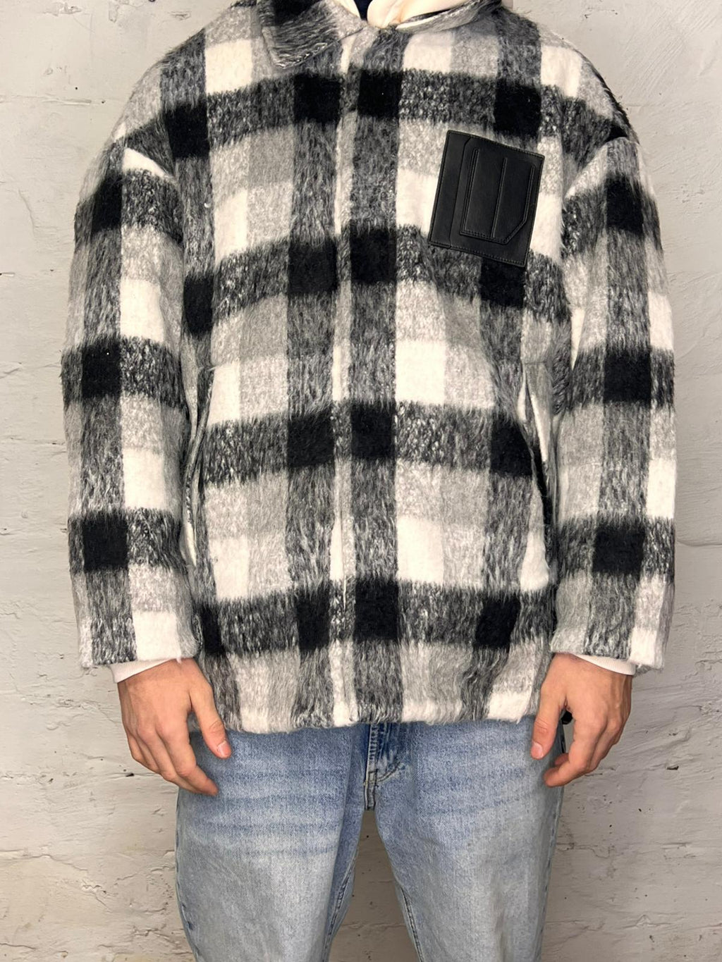 Giacca invernale a quadri in pile oversize